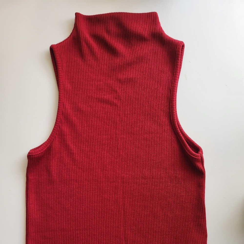 Red TopShop Mockneck Blouse